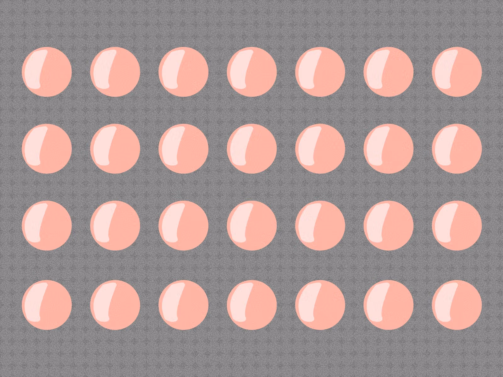 Illustrated grid of pink birth control pills.